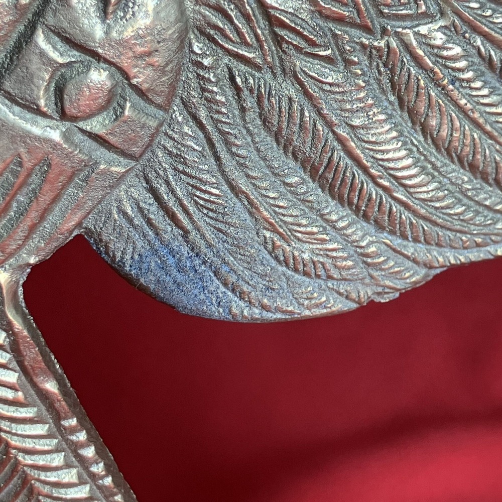 Vintage 9" Angel / 2D /‎ Etched Solid Brass / Flowing Dress Wings / Decor / Flaw - Picture 10 of 13